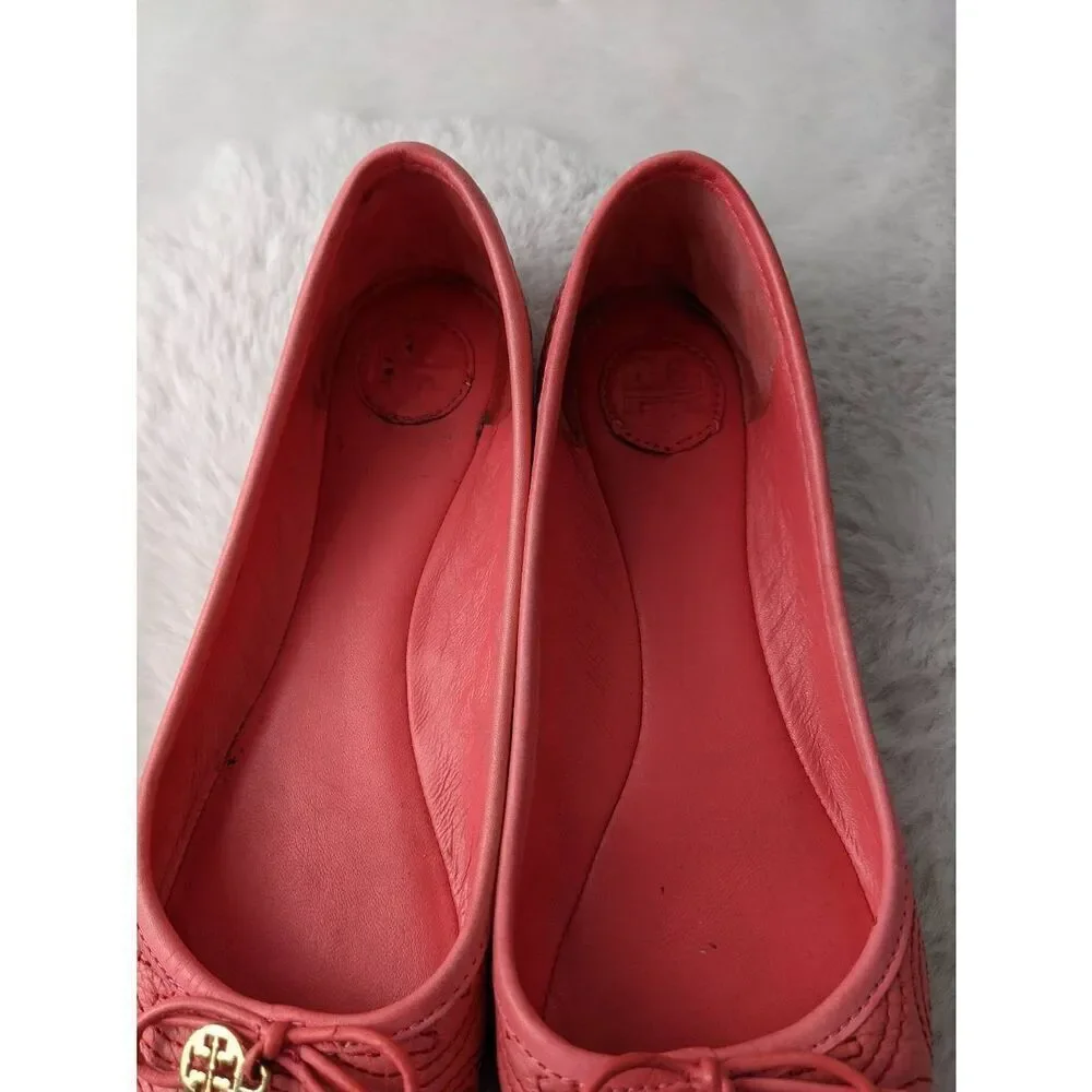 Tory Burch Chelsea‎ Pink Stitched Ballet Flats sz 7.5